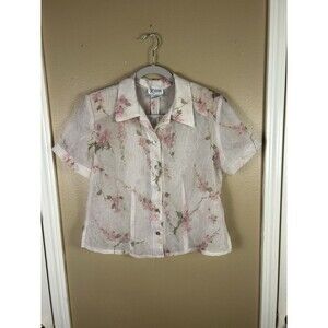 K Studio Sheer Fairycore Cottagecore Floral Collared Open Back Button Crinkle 10
